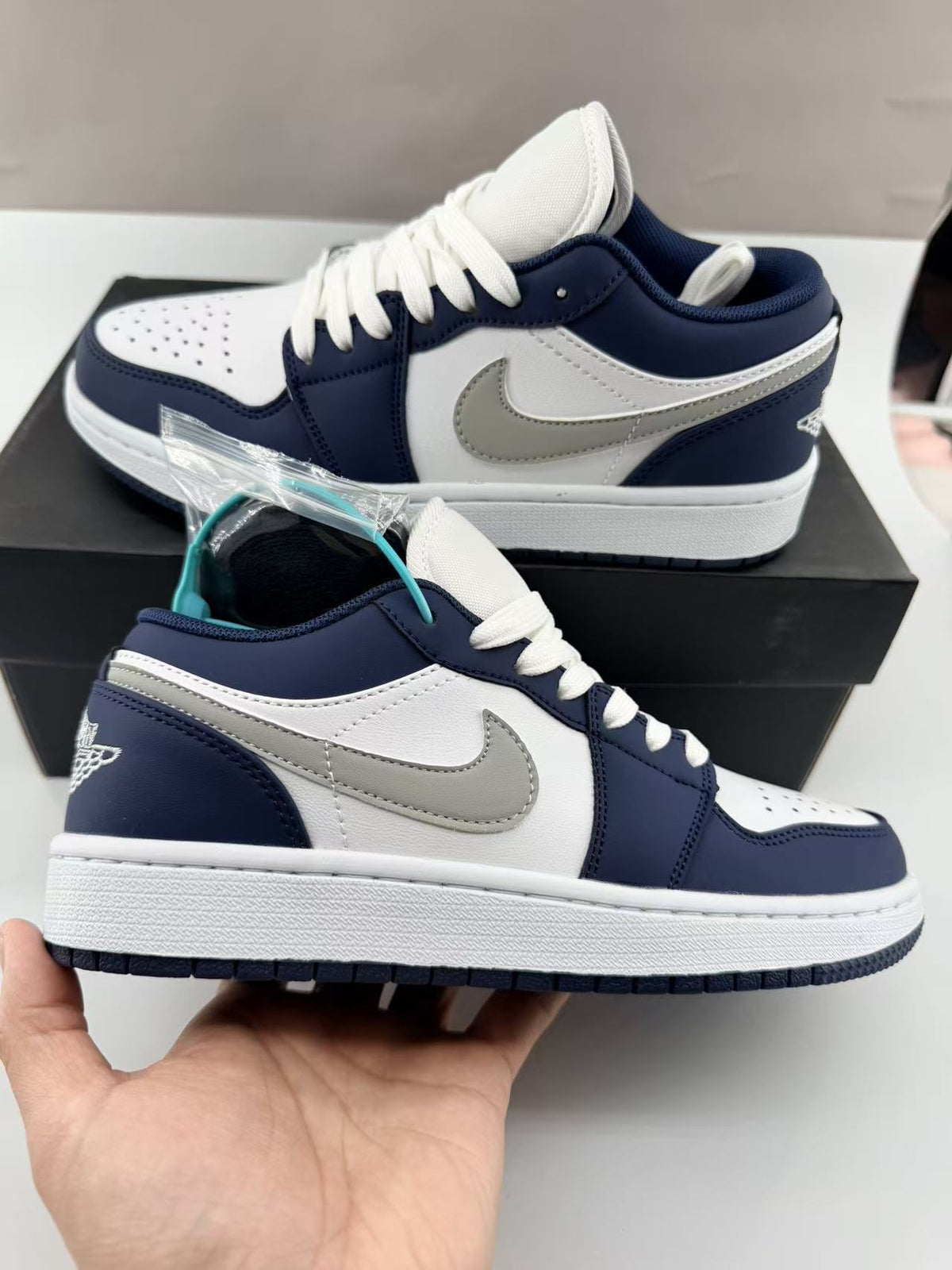 N Unisex Black and White AJ1 Sneakers | With Box
