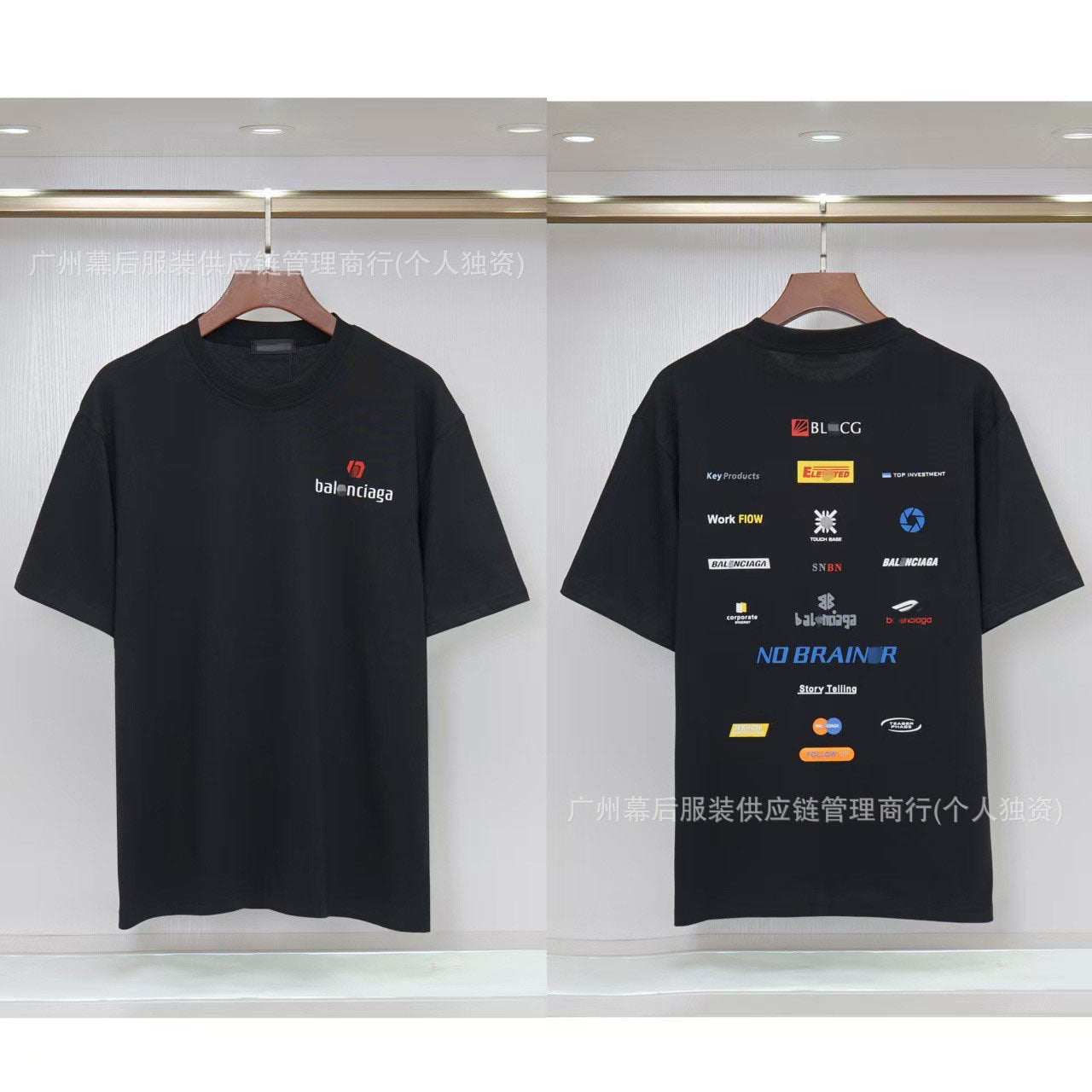 Versión correcta de la tendencia de lujo de París B: 26SS nuevo bordado unisex con cuello redondo, camiseta de algodón de manga corta y manga corta, comercio exterior
