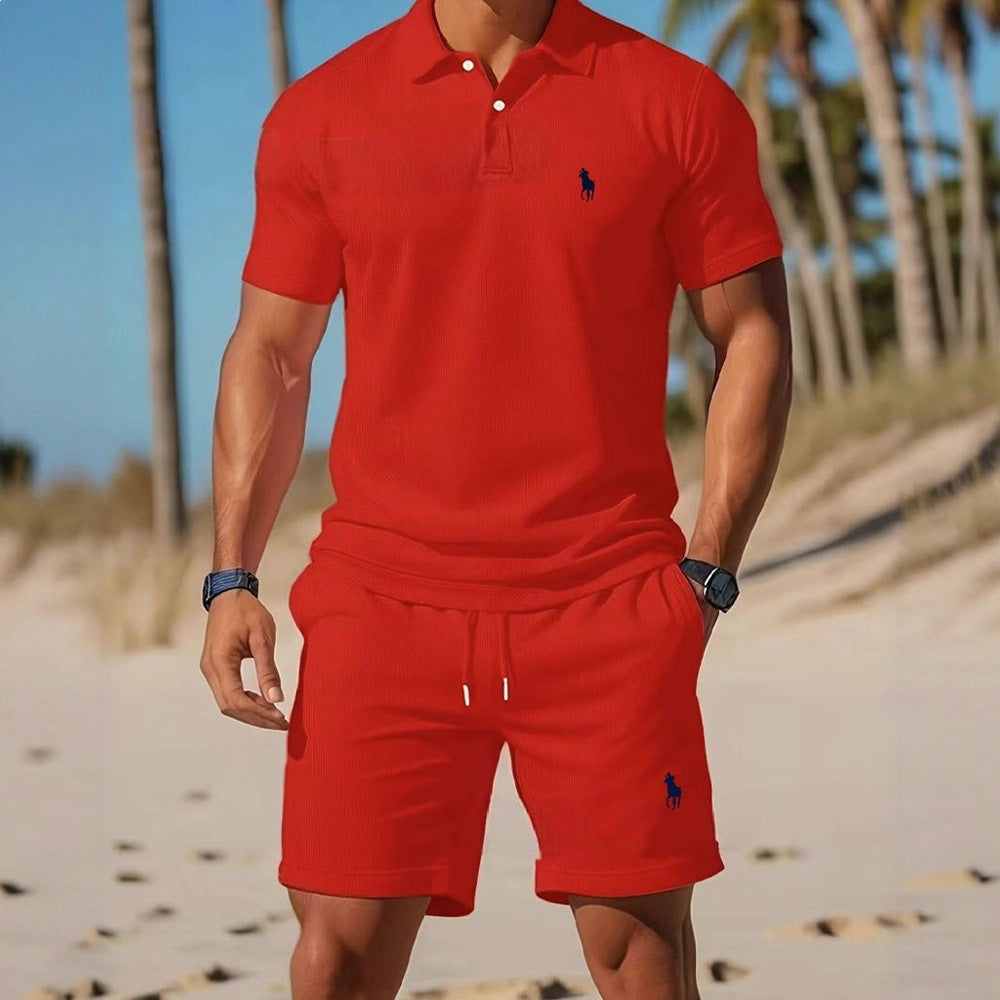 Conjunto Polo Shorts Hombre Bordado Verano Dos Piezas | LuxuryMarkt