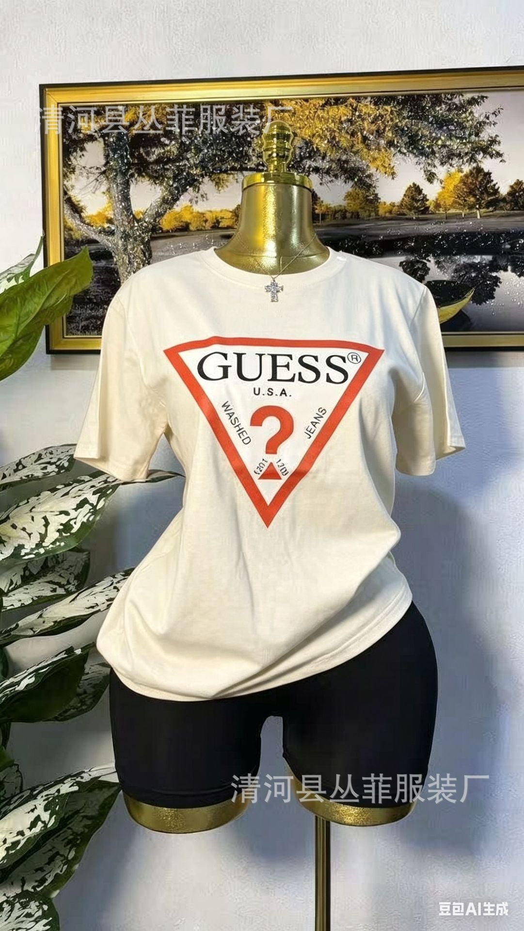 Camiseta europea de algodón transfronteriza, nueva al estilo europeo y americano, camisa versátil de algodón puro de media manga, camiseta de verano, estampado perezoso
