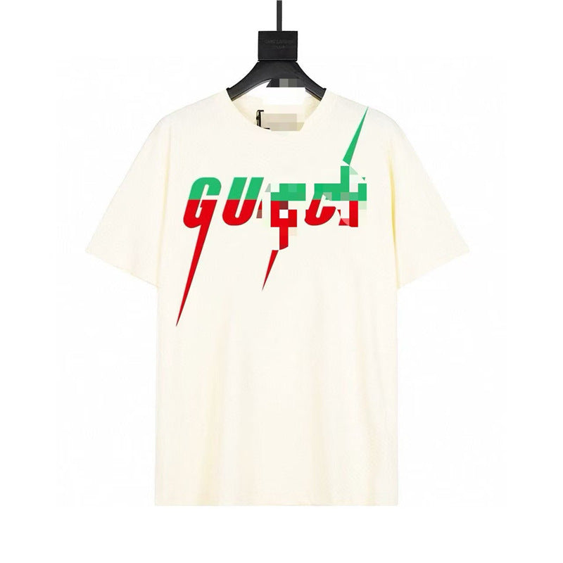 Letra de la familia G, camiseta con estampado de perro de pan, doble anillo, gran logo, manga corta, hombre y mujer de la misma pareja, estilo transfronterizo