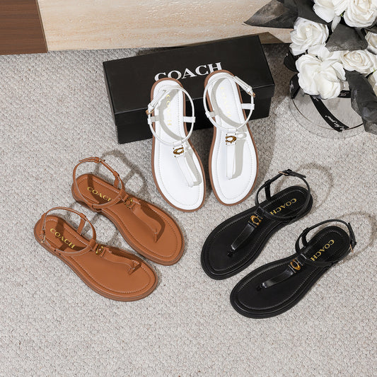 Sandalias de Cuero Planas para Mujer | Espiga Romana