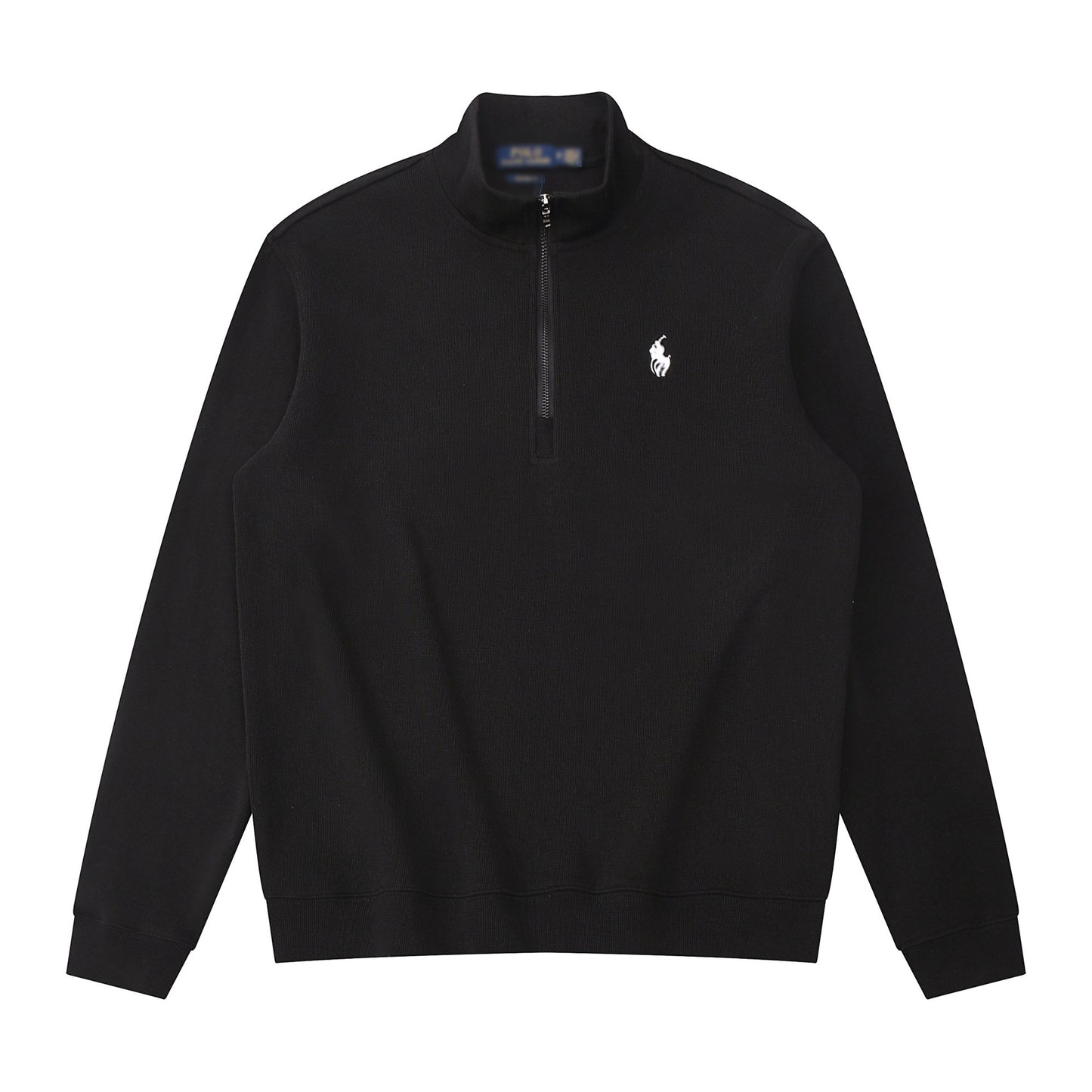 Sudadera americana nueva bordada de ponis americano transfronteriza de outono/invierno, cuello alto, cárdigan polo de algodón puro con cremallera media alta, top informal