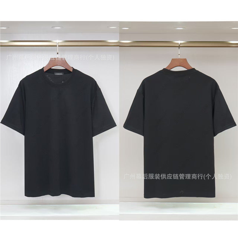 Versión correcta de la tendencia de lujo de París B: 26SS nuevo bordado unisex con cuello redondo, camiseta de algodón de manga corta y manga corta, comercio exterior
