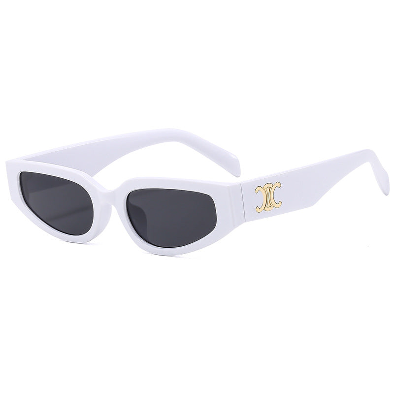 2025 Nueva gafas de sol de montura pequeña de alta gama de INS Fashion para mujer, gafas de sol de moda de ojo de gato para hombres, ventas directas transfronterizas desde Europa y América