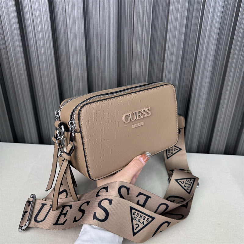 Bolsa de cámara con patrón cruzado Comercio exterior transfronterizo Nuevo bolso de cámara Letra de un hombro Bandolera Bandolera de mujer Bolsas de mano Bandolera pequeña Pequeña Bolsa cuadrada Tide