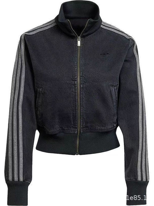 Women's Cropped Denim Jacket High Collar