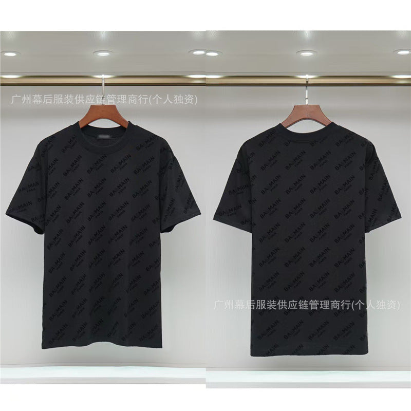 Versión correcta de la tendencia de lujo de París B: 26SS nuevo bordado unisex con cuello redondo, camiseta de algodón de manga corta y manga corta, comercio exterior