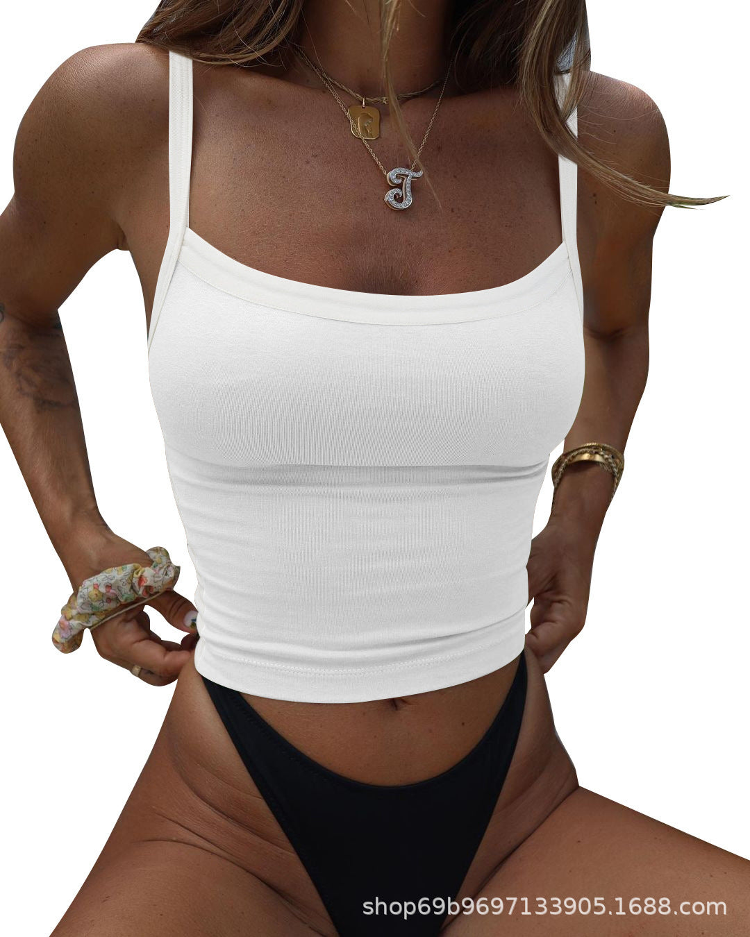 Ropa europea y estadounidense transfronteriza 2025 estación independiente de Amazon sexy chica sexy con tirantes cortos ajustados ropa femenina