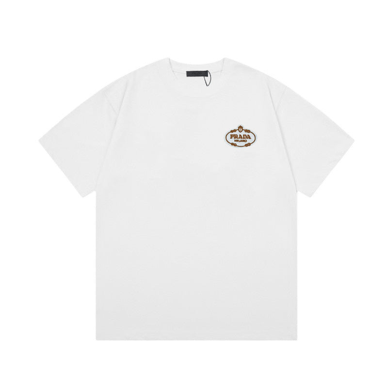 Camiseta de triángulo triángulo de alta edición alta de edición transfronteriza de PRA Pujia, unisex verano, suelta y versátil de manga corta con estampado