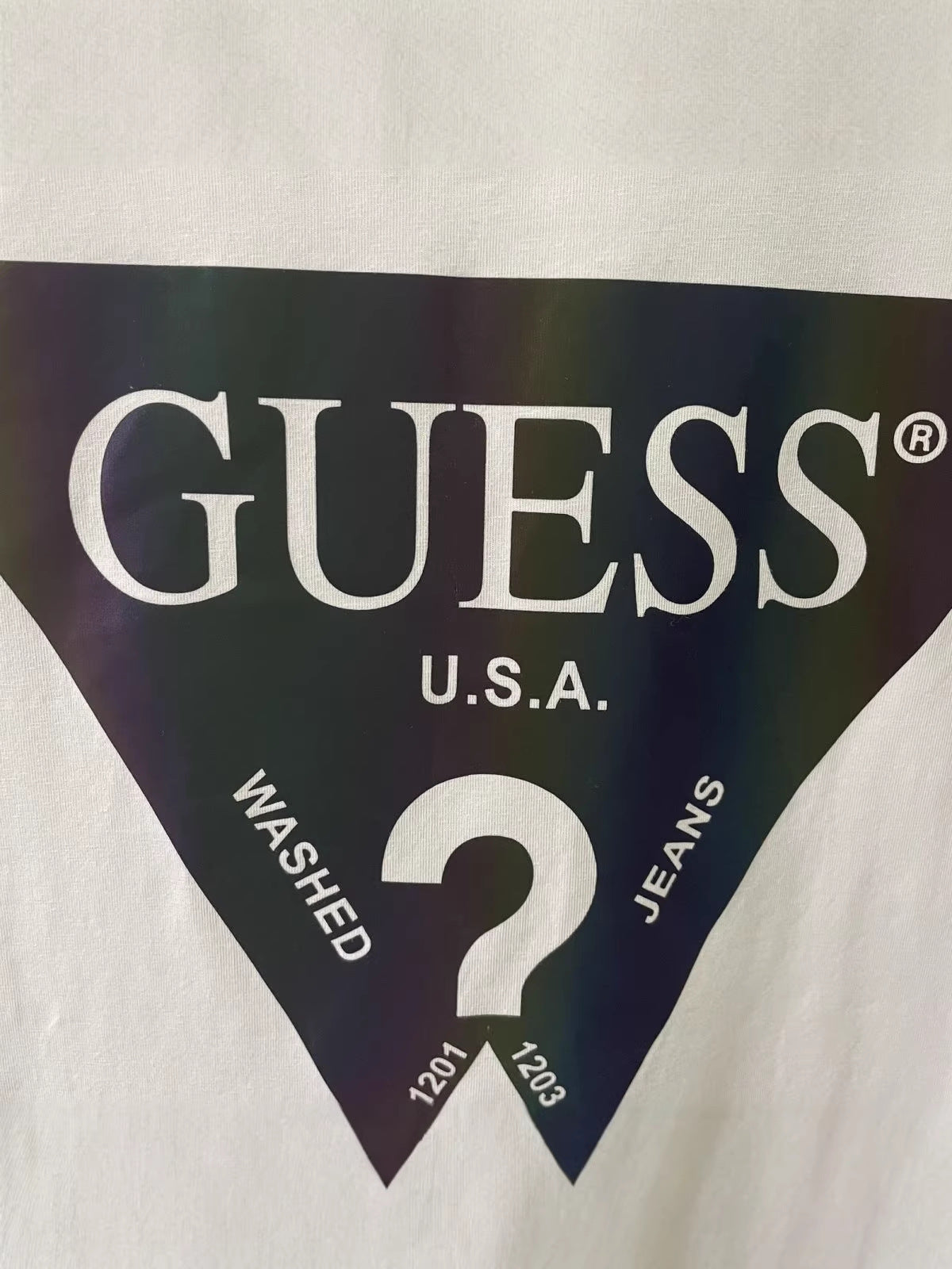 Camisa de talla grande con el logo reflectante transfronterizo de GUE para el verano
