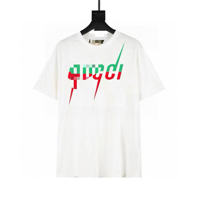 Letra de la familia G, camiseta con estampado de perro de pan, doble anillo, gran logo, manga corta, hombre y mujer de la misma pareja, estilo transfronterizo