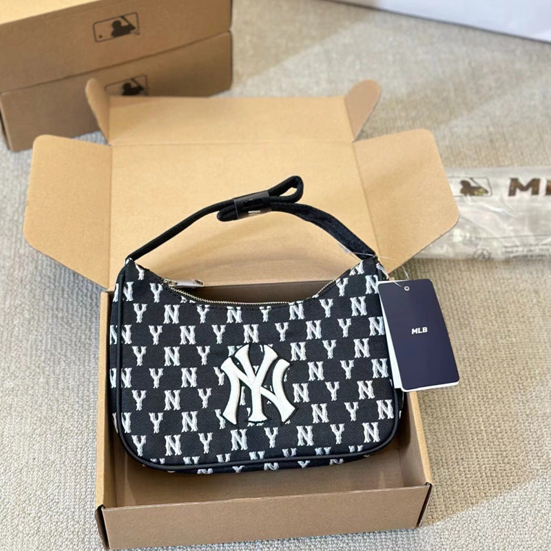 Bolso de la MLB coreana edición completa en relieve en relieve bolso sencillo de NY de moda versátil casual para mujer, novedad