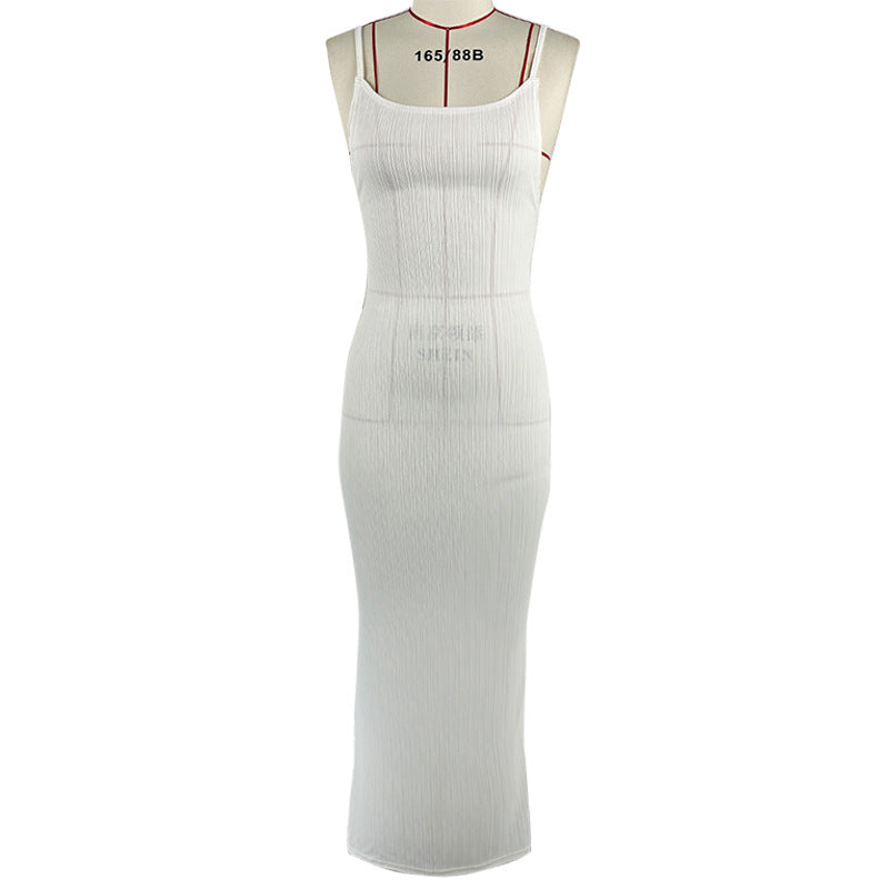 Ropa europea y americana 2025 Nuevo vestido de verano fino con tiras de moda Amazon Fashion sexy con tiras grandes y abiertas