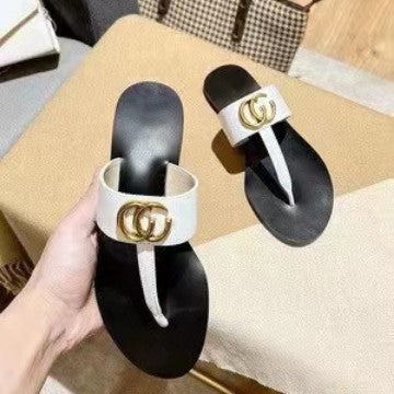 2023 Nuevas zapatillas de comercio exterior europeas y americanas Zapatillas planas de mujer Zapatillas de mujer Casual versátil de dedos abiertos, sandalias V