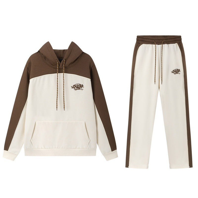European and American cross-border e-commerce, hip-hop style casual long pants set (embroidered) with fleece lining for men and women, fashionable.