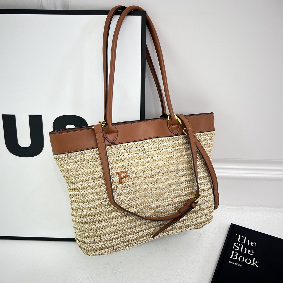 Women's Straw Beach Bag | Versatile Fashionable Paper Rope Crossbody | No Box