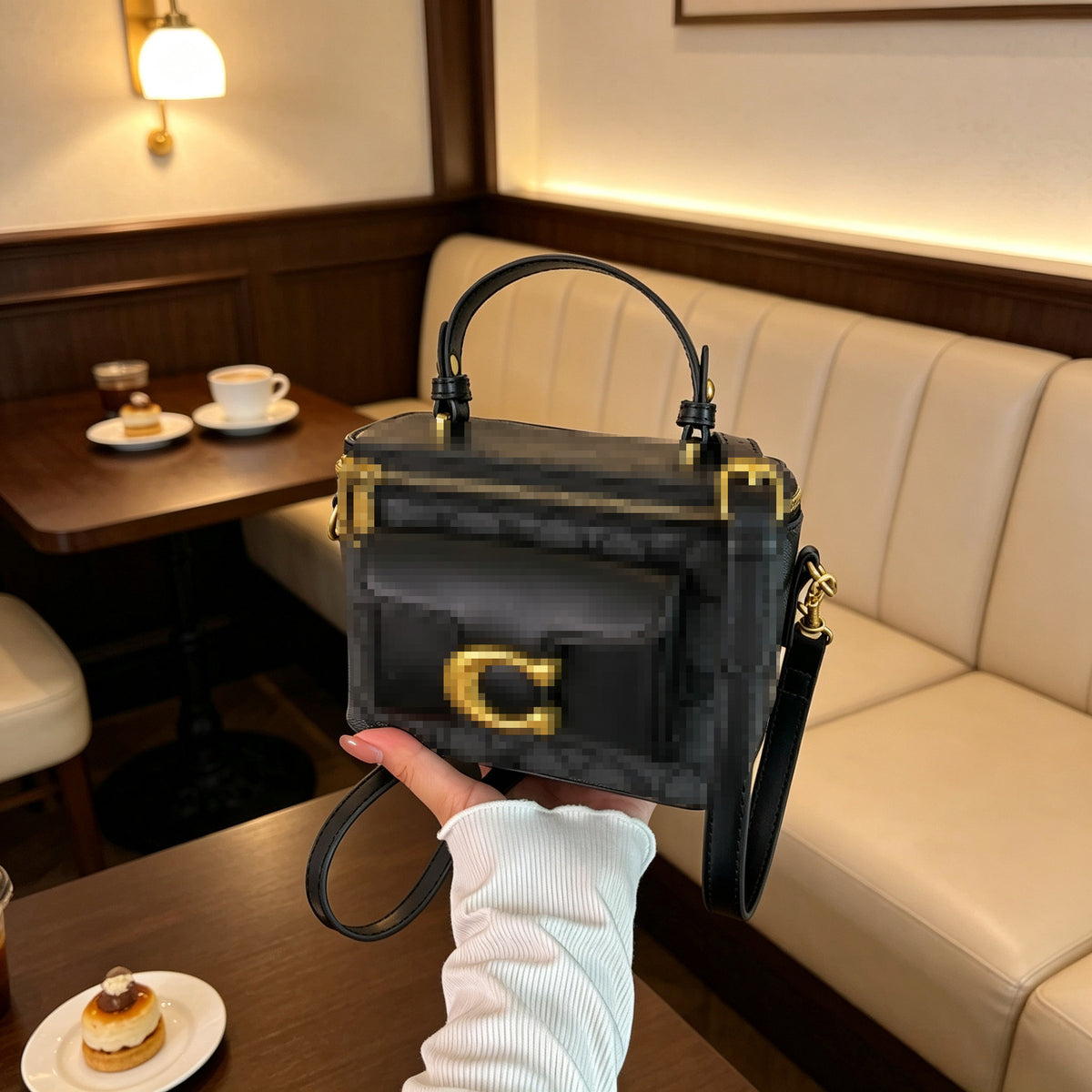 Vintage Kou Damen-Boxhandtasche | Elegante Umhängetasche | Ohne Karton