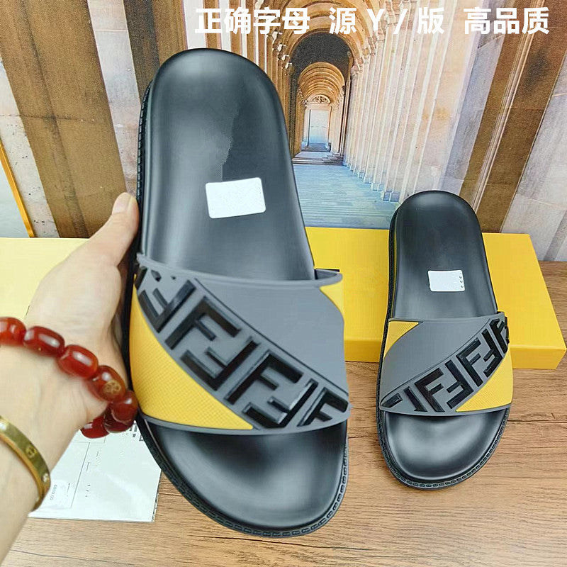 42 43 zapatillas de mujer talla grande, nuevo monograma FD Letter, sandalias planas de vaquero elástico de una sola pieza Dropshipping