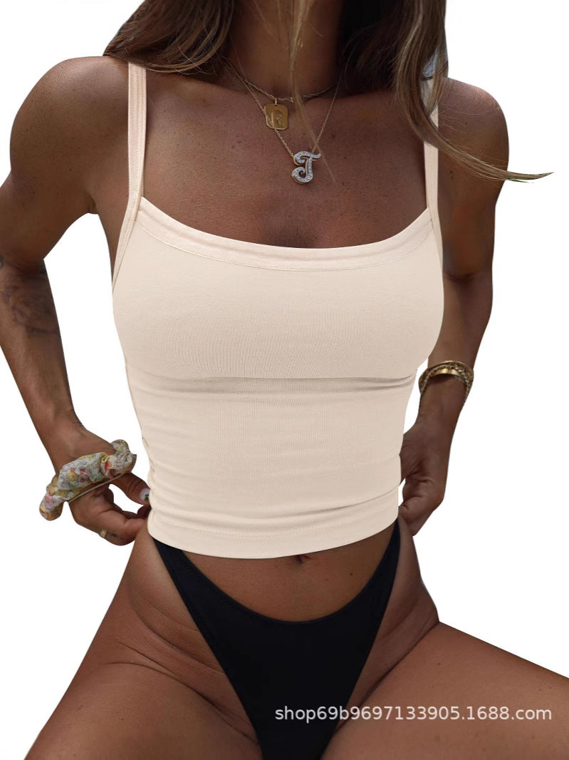 Ropa europea y estadounidense transfronteriza 2025 estación independiente de Amazon sexy chica sexy con tirantes cortos ajustados ropa femenina