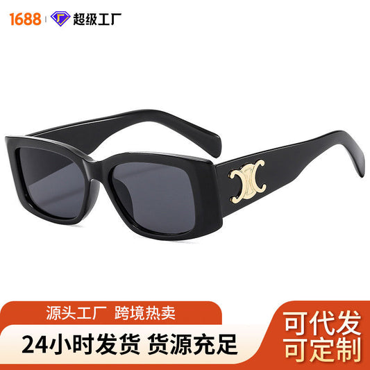 Nuevas gafas de sol sencillas de montura cuadrada retro, gafas de sol de Instagram para hombres y mujeres para influencers Xiaohongshu, gafas de sol de mujer de alta gama