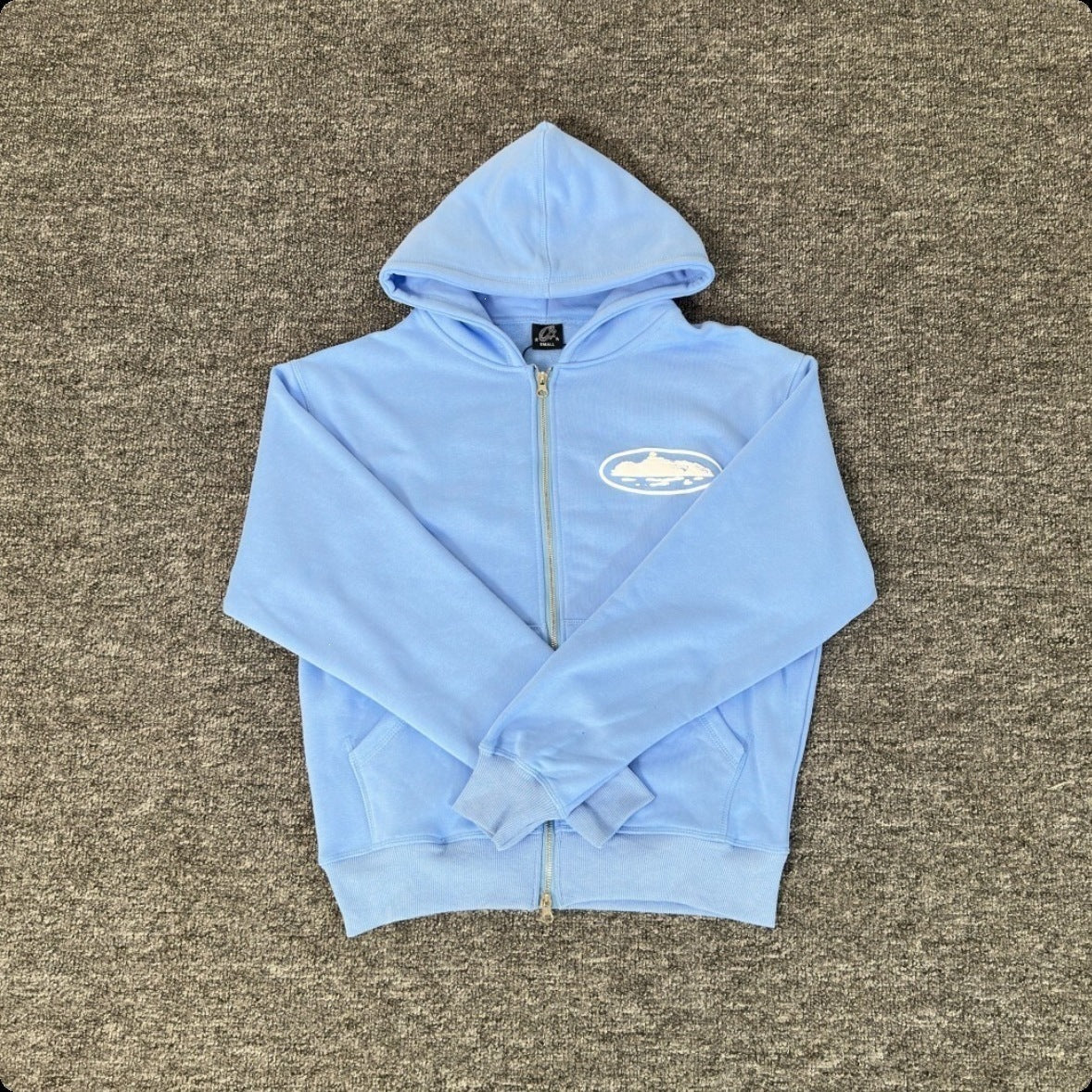 New 2025 cross-border set with embroidered minimalist lettering, high-street fashion loose cardigan, hoodie, and casual pants