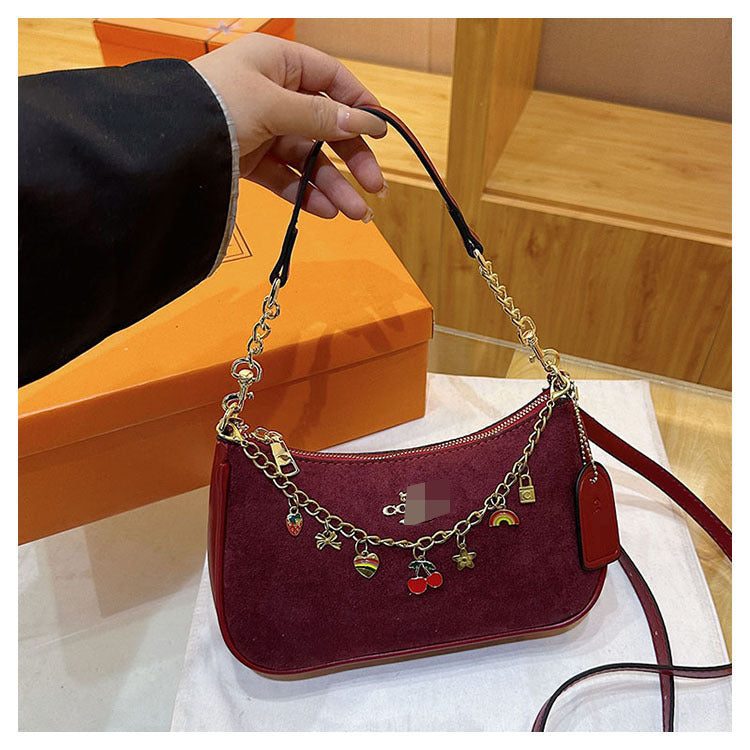 Bolso para la axila de mujer, bolso con cadena estampado en las axilas, elegante bolso ligero de lujo en forma de media luna, bolso bandolera con estampado de leopardo, bolso de alta gama en forma de media luna