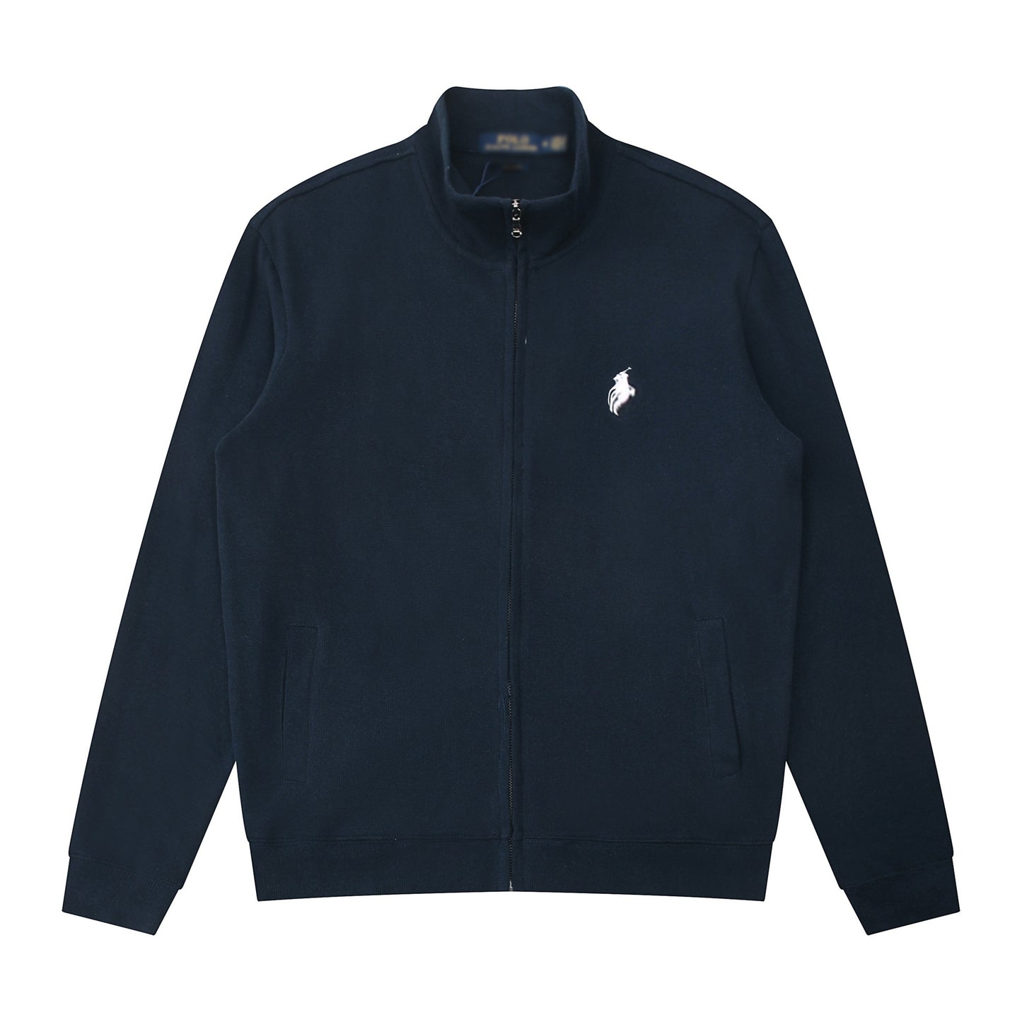 Sudadera americana nueva bordada de ponis americano transfronteriza de outono/invierno, cuello alto, cárdigan polo de algodón puro con cremallera media alta, top informal
