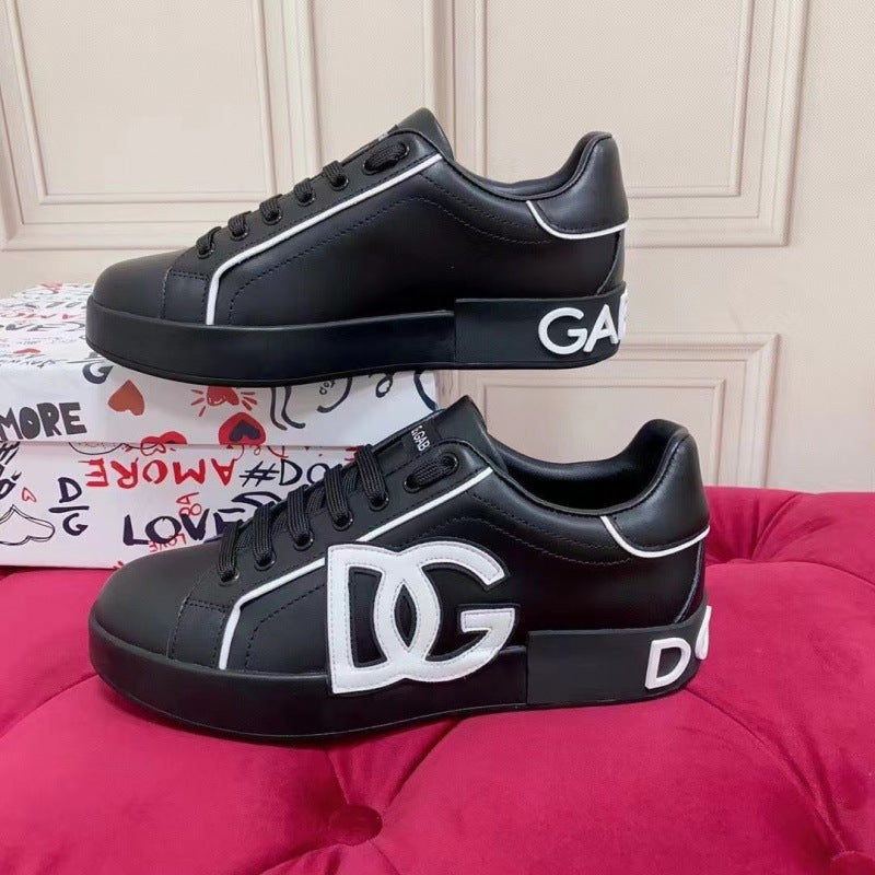 Zapatillas casuales de cuero hombre familia DG | Velcro blancas versátiles