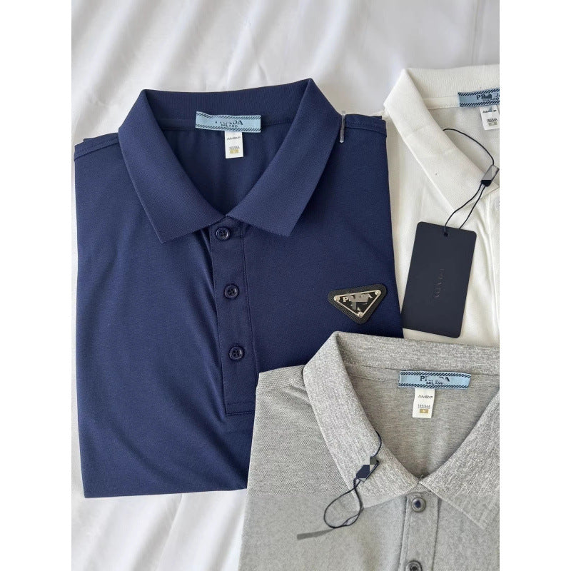 Polo Hombre Manga Corta | Logo Metálico Triangular | Clásico Casual