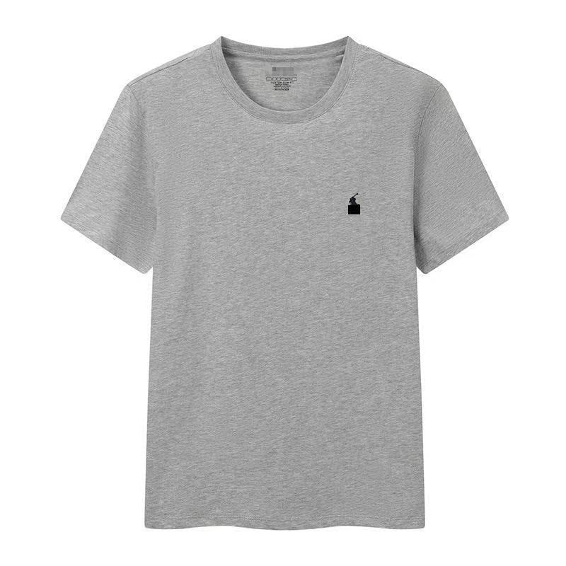 Camiseta masculina de manga corta de cuello redondo y cuello redondo bordada de verano, camiseta informal de manga corta bordada en verano
