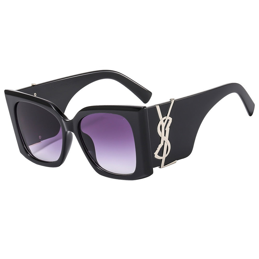 Gafas de sol de montura grande de montura europea y americana para mujeres, para delgada para caras grandes, gafas UV400 estilo ROSE con protección UV