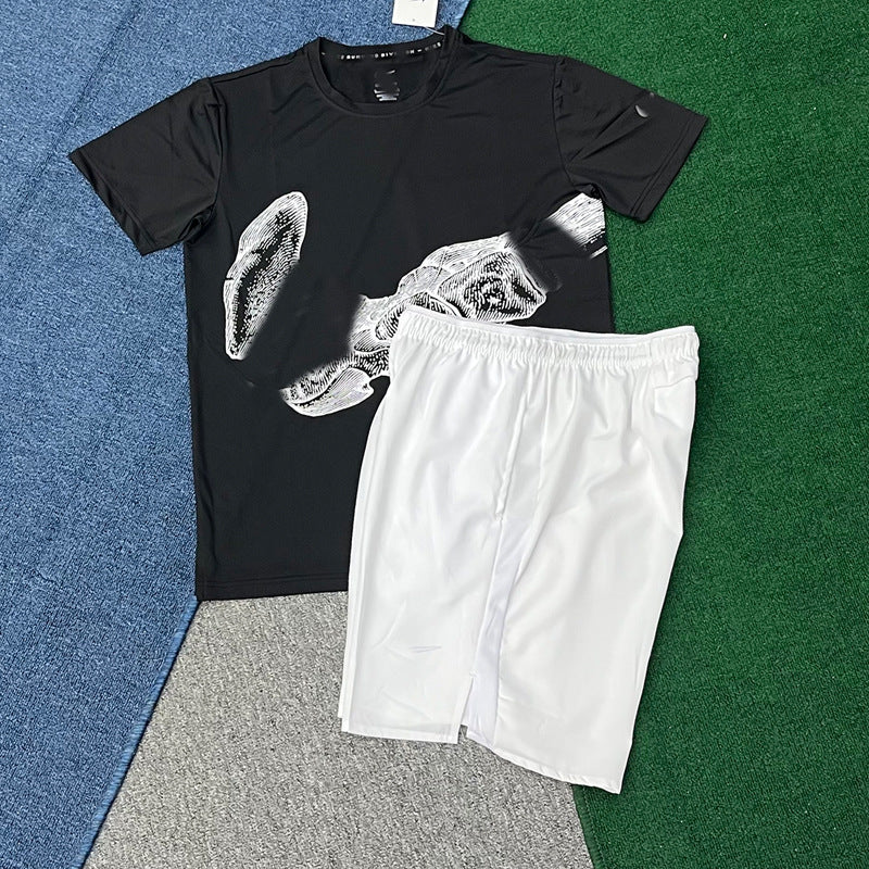 Men's Sportswear Set | Quick-Dry Ice Silk T-Shirt + Shorts