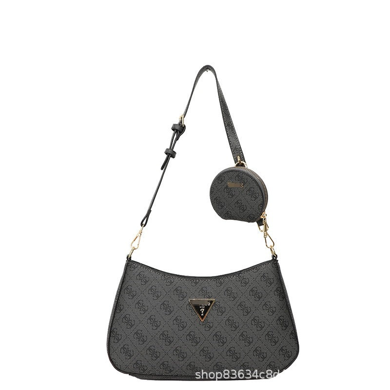 Comercio exterior al por mayor, bolso retro GS Guesser europeo y americano, bolso de hombro de moda de suegra con estampado transfronterizo