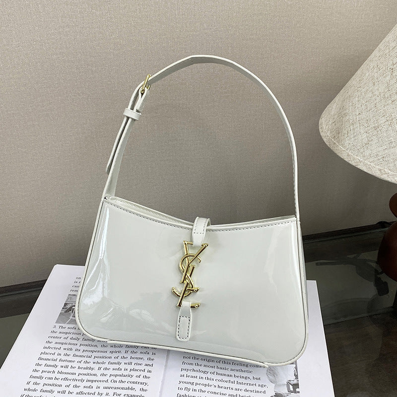 2025 Nueva bolsa transfronteriza elegante, versátil y versátil para la axila, bolso de un solo hombro de moda, bolso de mujer de cuero brillante para mujeres