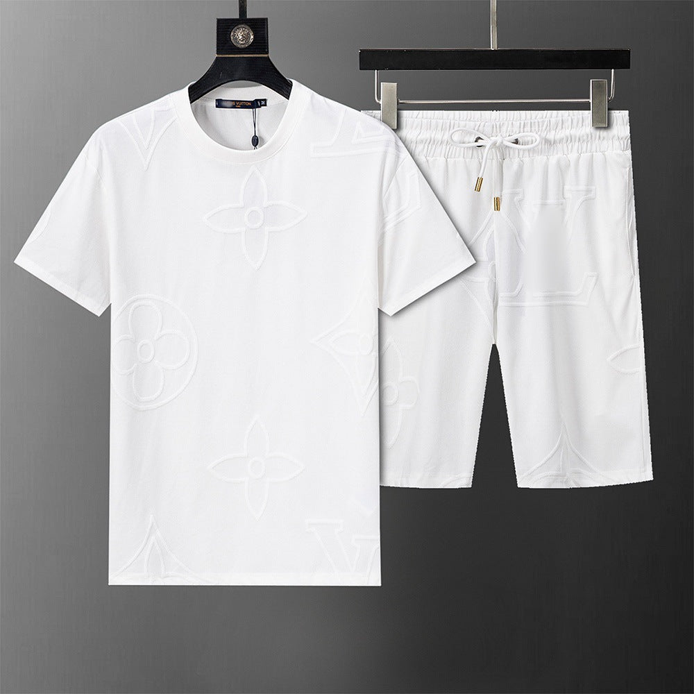 ()25 nuevos pantalones cortos B familia G Jacquard Moda casual Traje de comercio exterior para hombres y mujeres Trajes de primavera para hombre