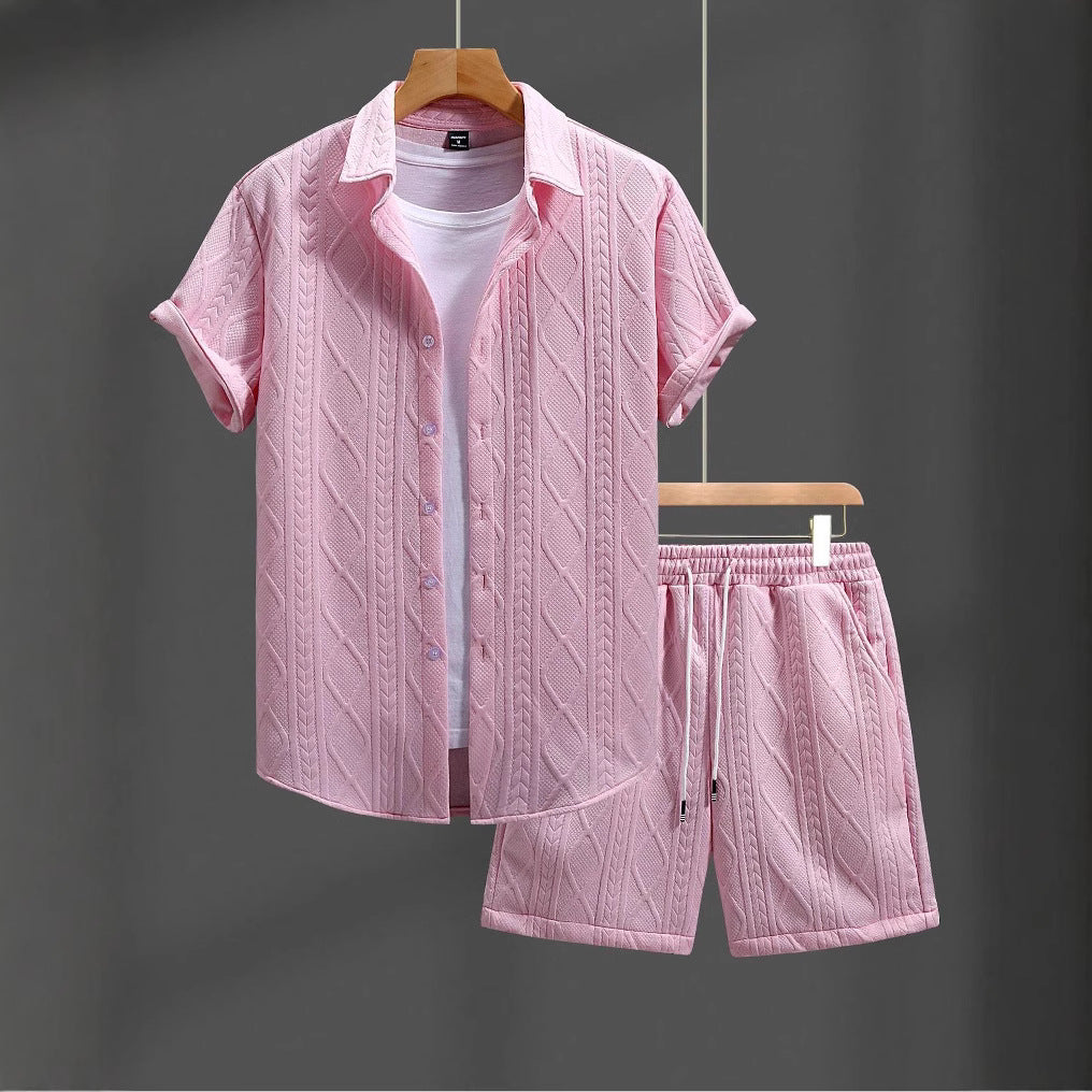 Temu Shein conjunto de camisas casuales de verano para hombre y pantalones cortos de playa de manga corta