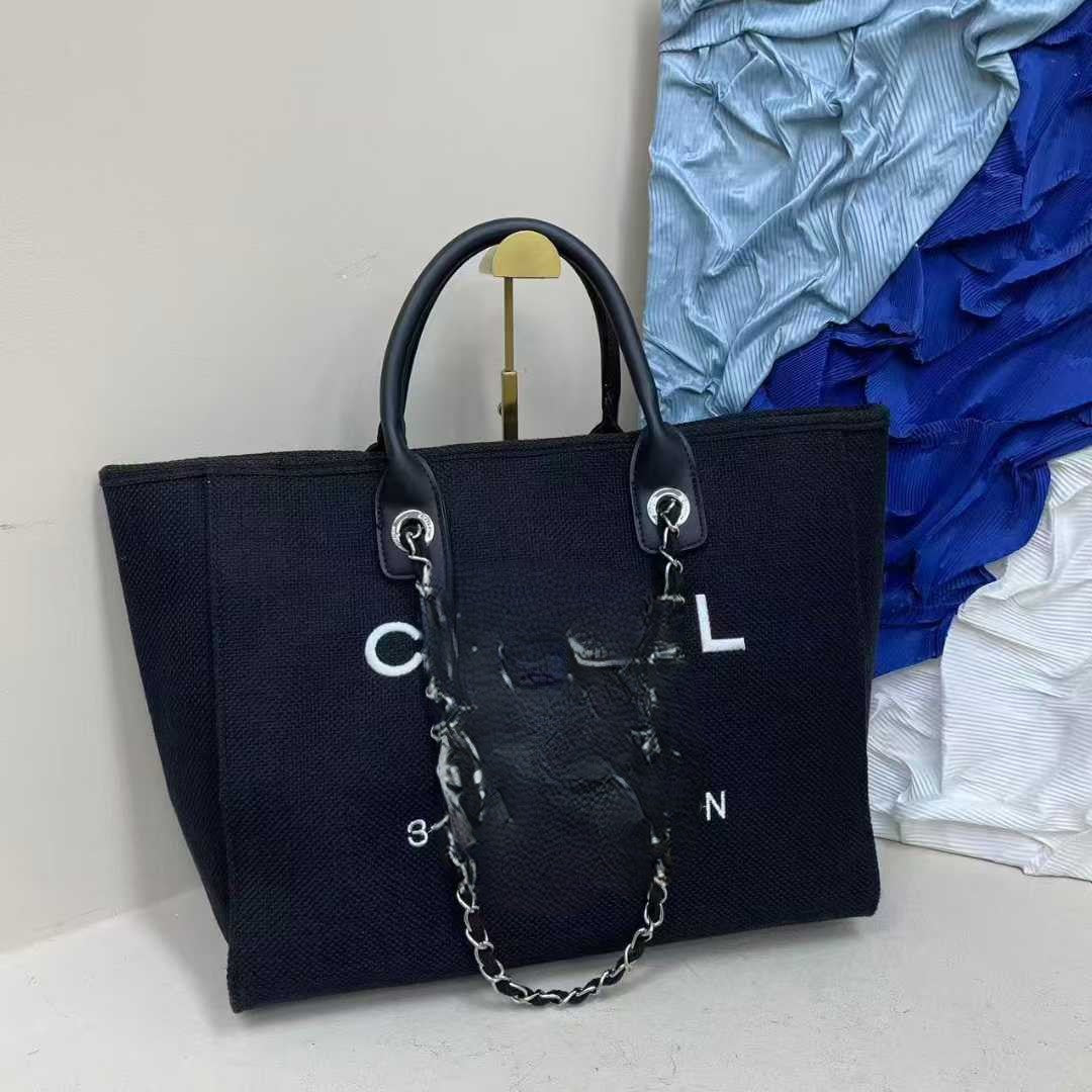 Women's Embroidered Linen Beach Bag | Elegant Large Capacity Summer Shoulder Tote | No Box