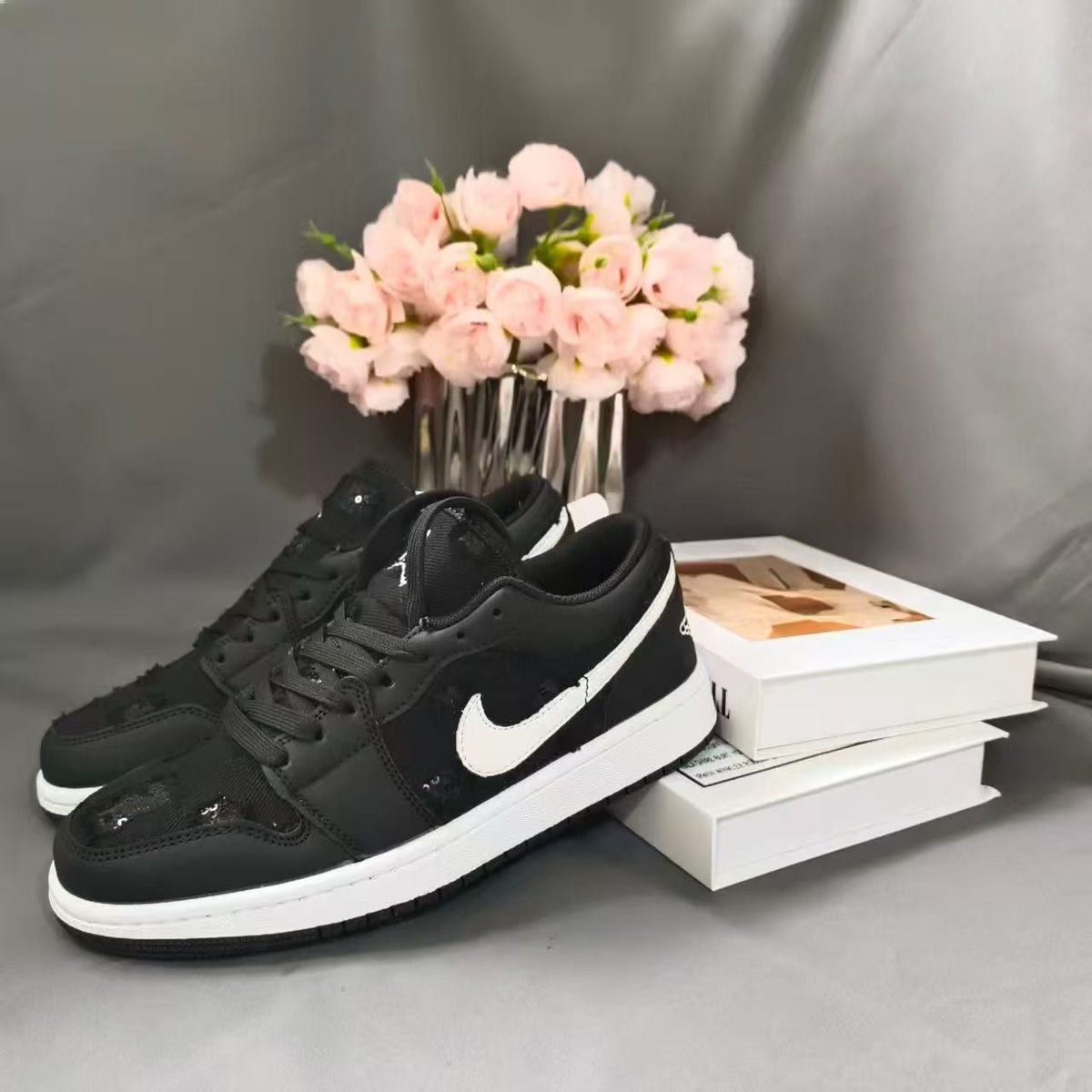 N Unisex Black and White AJ1 Sneakers | With Box