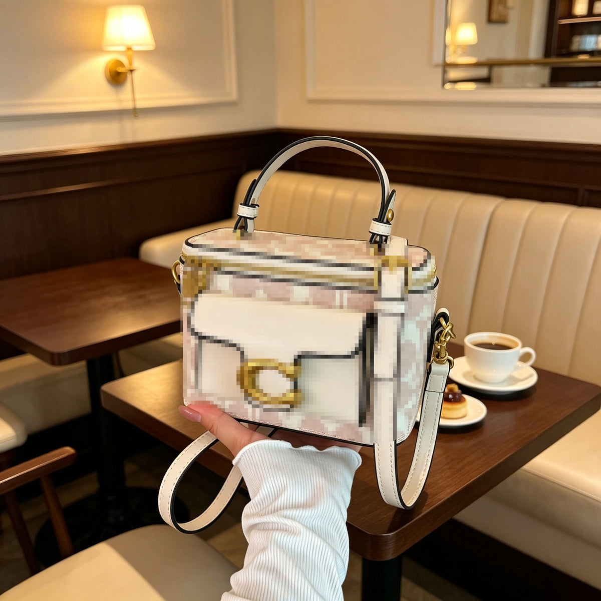 Vintage Kou Damen-Boxhandtasche | Elegante Umhängetasche | Ohne Karton