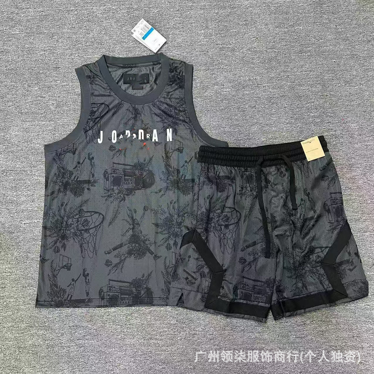 Nuevo chaleco deportivo de baloncesto Flying Man con pantalones cortos, chaleco deportivo casual de correr de secado rápido, transpirable y holgado