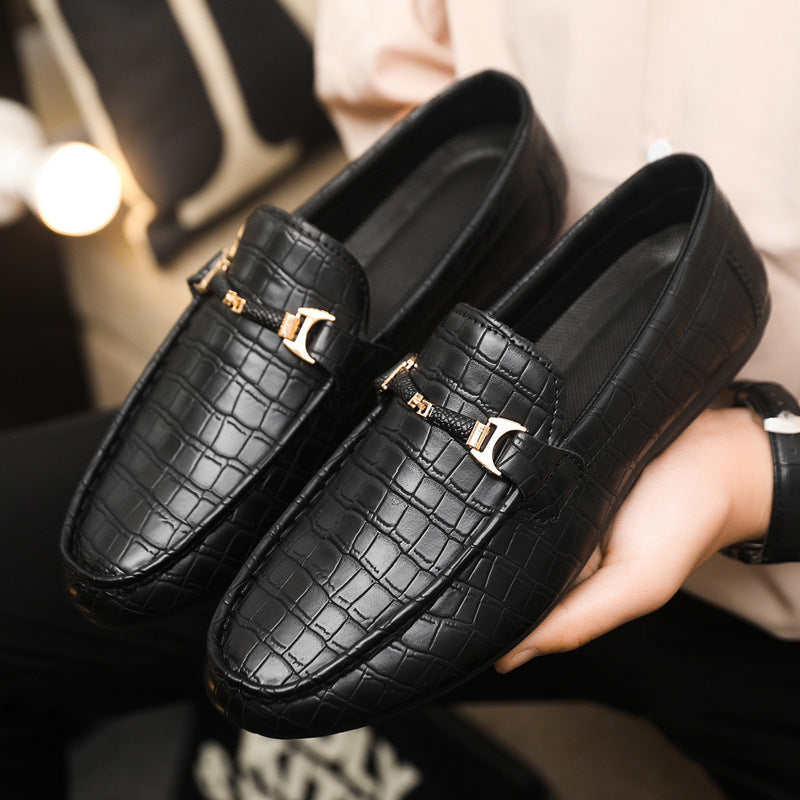 Zapatos masculinos de primavera y verano: mocasines bajos, zapatos informales versátiles, zapatos de cuero transpirable, zapatos de trabajo negros, zapatos slip-on de un pie