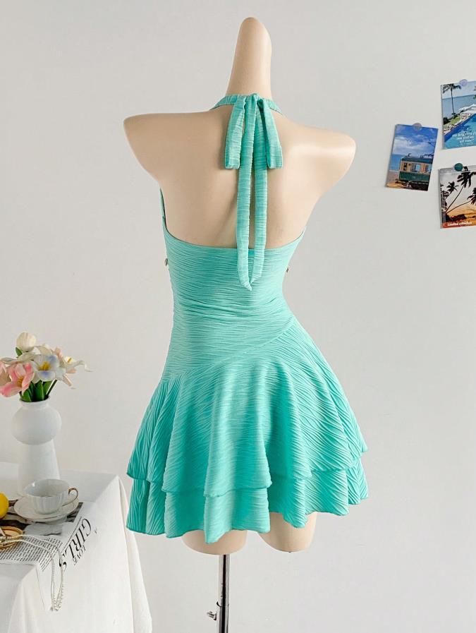 Vestido mini ajustado de punto de punto con escote en V con rodajes europeos y americanos con cordones cruzados y cruzados