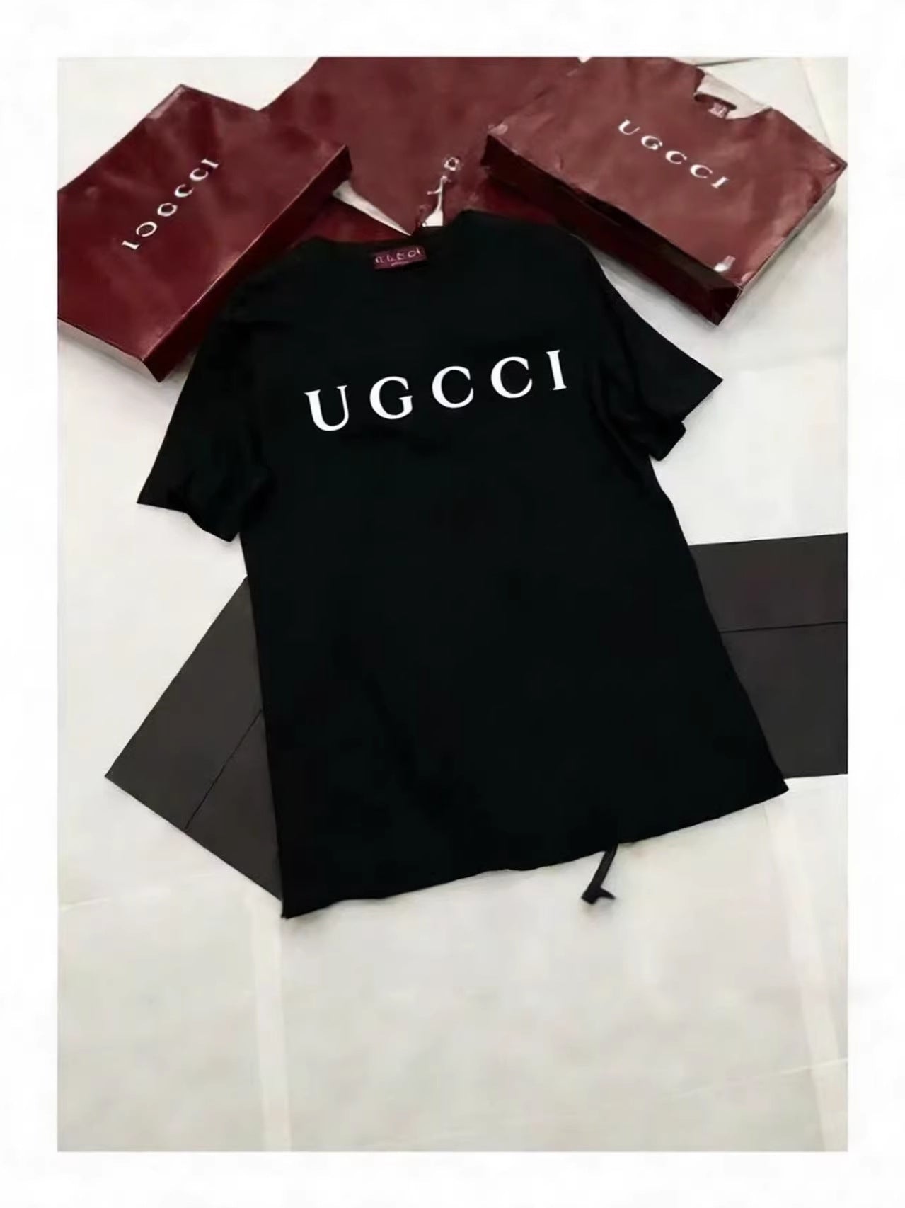 Nueva pareja Gu con cuello redondo de manga corta con cuello redondo con estampado de letras Gu, parejas unisex de moda, versátiles, holgadas y casuales