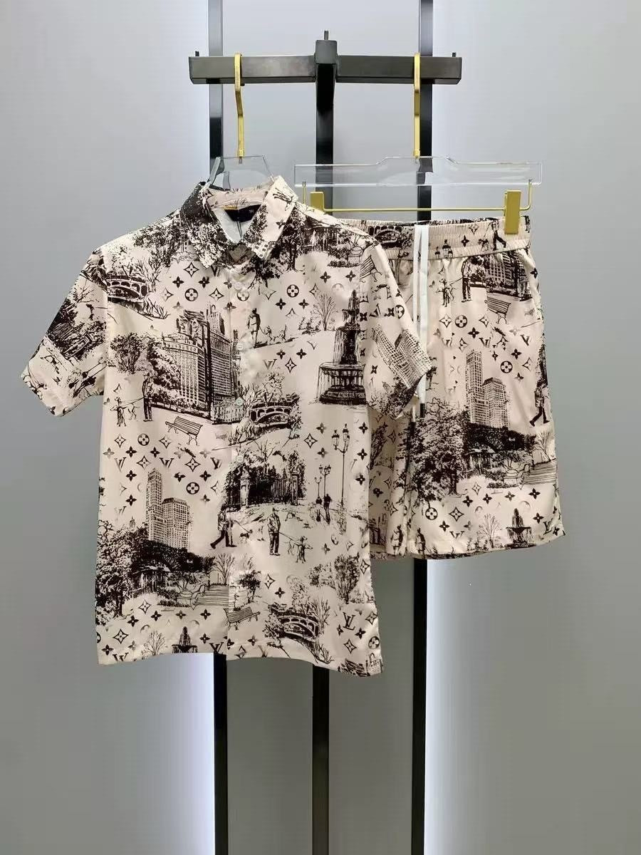 Conjunto Camisa y Pantalón Corto Hombre | Estilo Europeo Verano