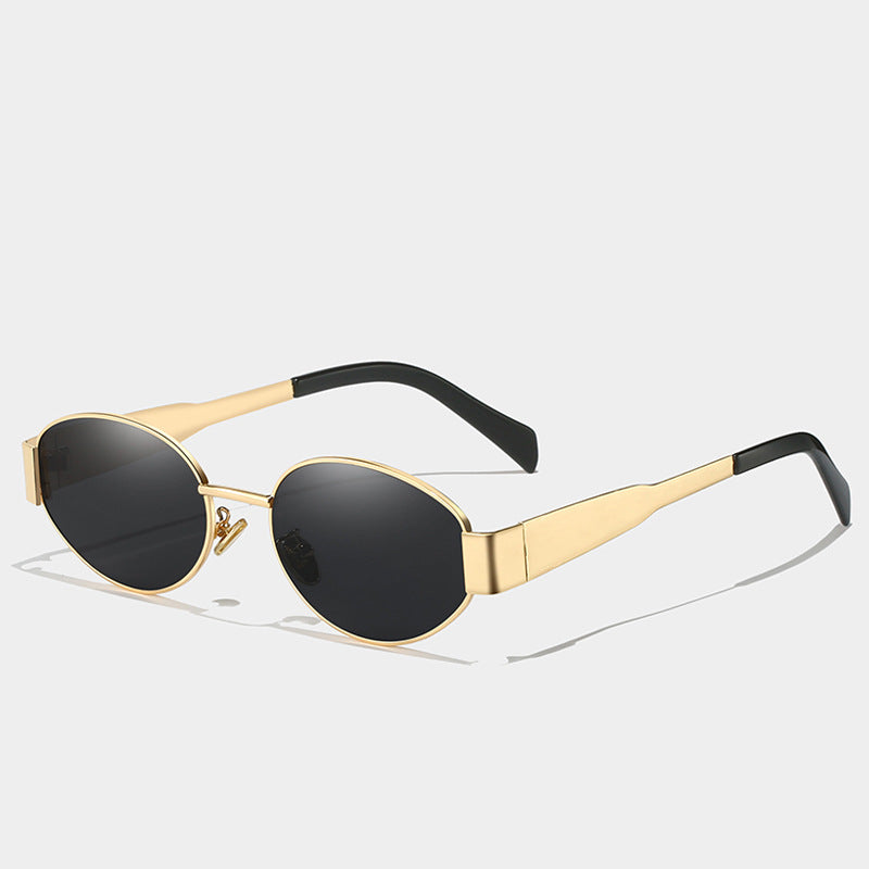 Gafas de sol europeas y americanas de montura redonda para mujeres, gafas de moda de alta gama para mujeres, protección UV para fotografía y decoraciones de moda para mujeres