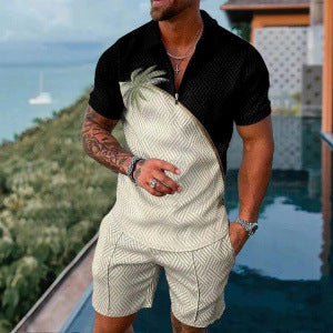Conjunto de dos piezas de manga corta y pantalones cortos de Amazon de verano transfronterizo 2024 para comercio exterior, conjunto deportivo casual masculino