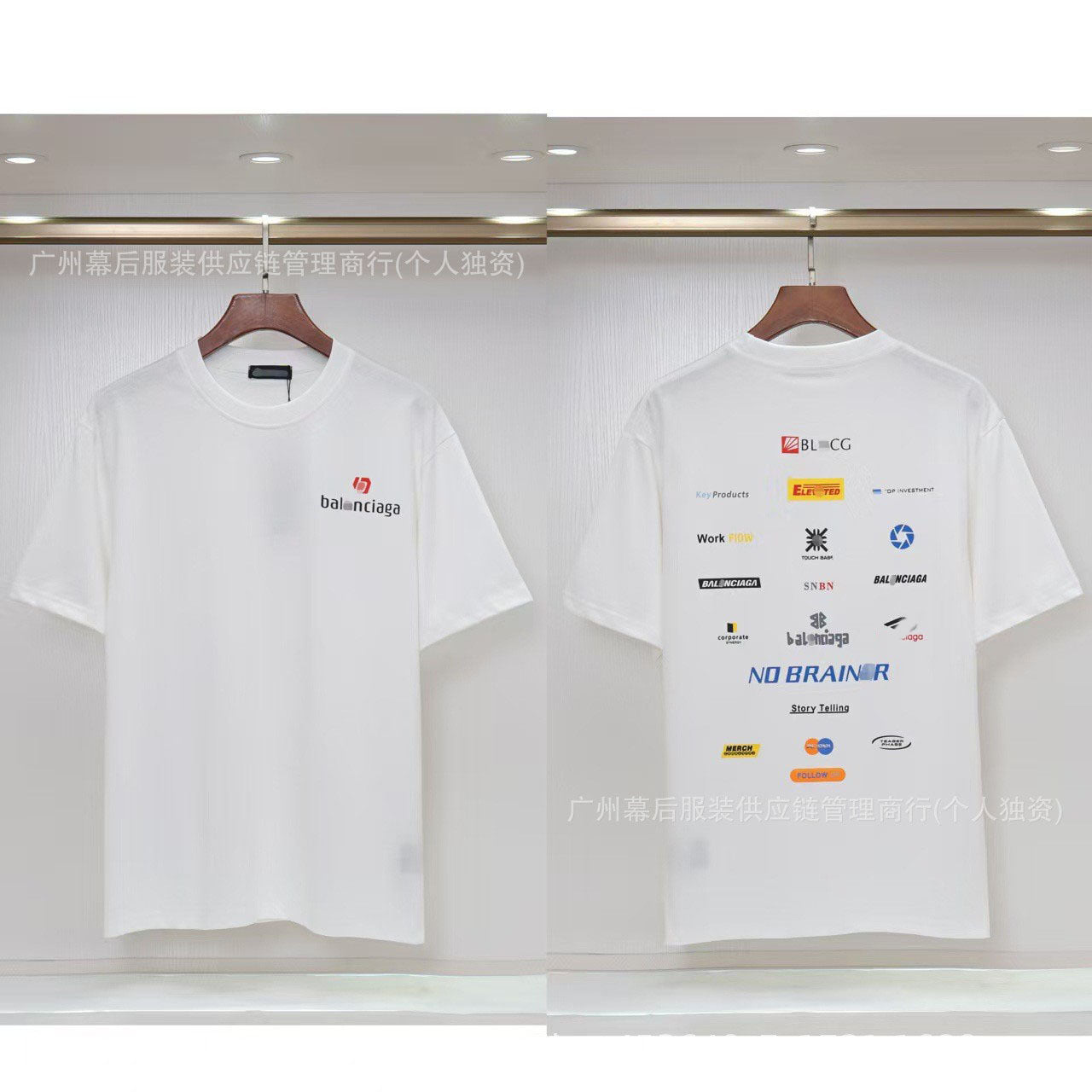 Versión correcta de la tendencia de lujo de París B: 26SS nuevo bordado unisex con cuello redondo, camiseta de algodón de manga corta y manga corta, comercio exterior