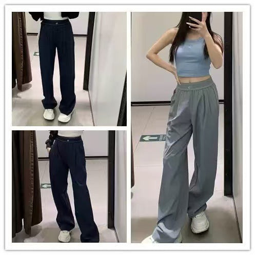 Pantalones de cinco colores de secado rápido para mujer 2025, pantalones largos casuales con letras reflectantes, pantalones largos largos de pierna recta AL con caída y capiada primavera/verano