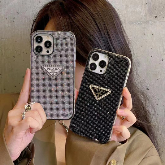 Marca moderna en color diamante para funda de iPhone 16, Apple 15promax, nuevo 12 anticaídas 11, todo incluido 13